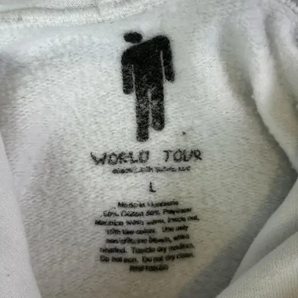 Billie Eilish White Racing Name Spellout Logo White Hoodie Size Large - Picture 3 of 8